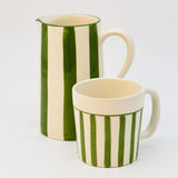 Costa Nova Mar I Striped Ceramic Pitcher - Green