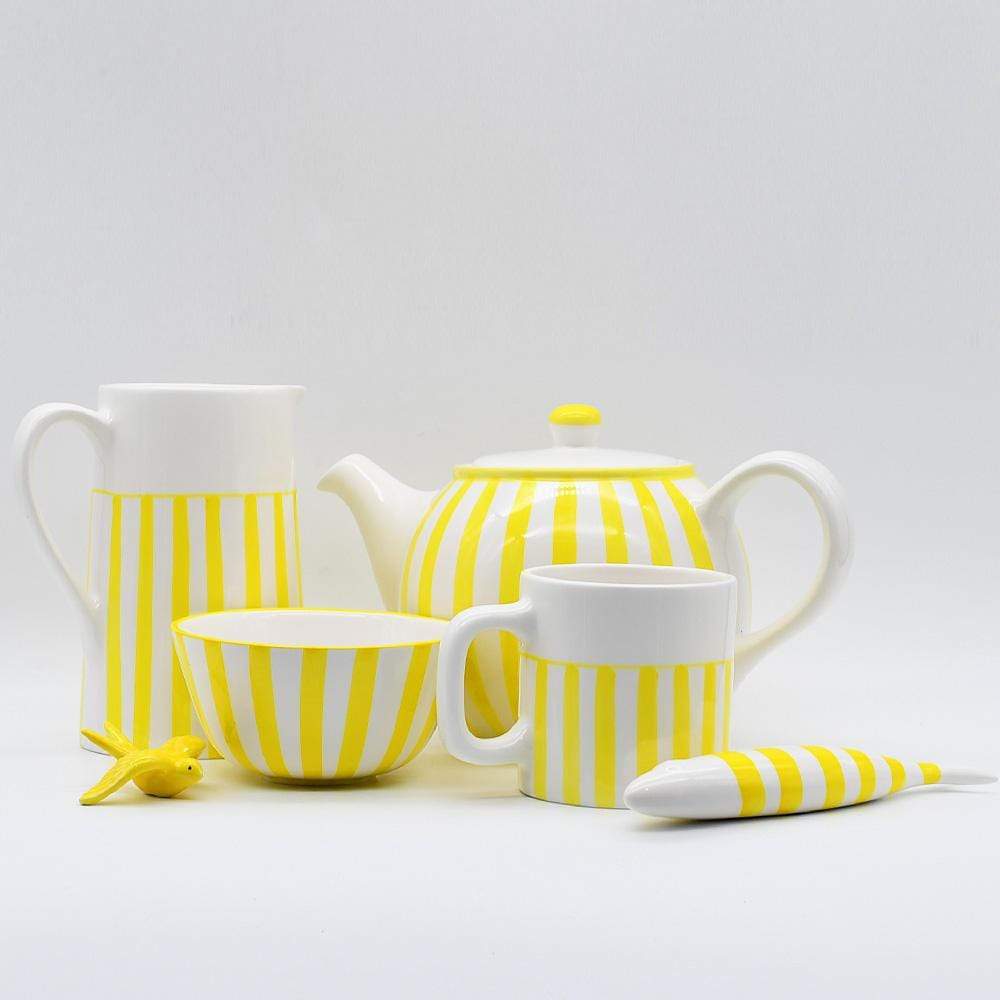 Costa Nova Mar I Striped Ceramic Pitcher - Yellow