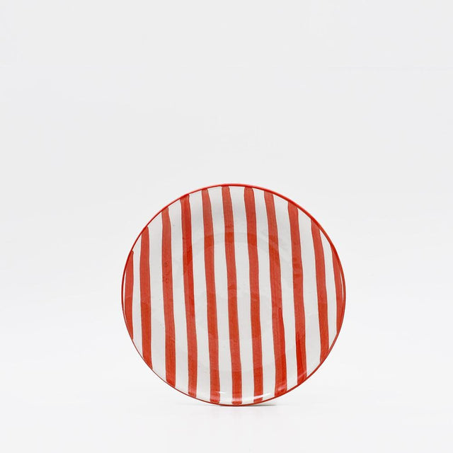 Costa Nova Mar I Striped Ceramic Plate 7.9'' - Red