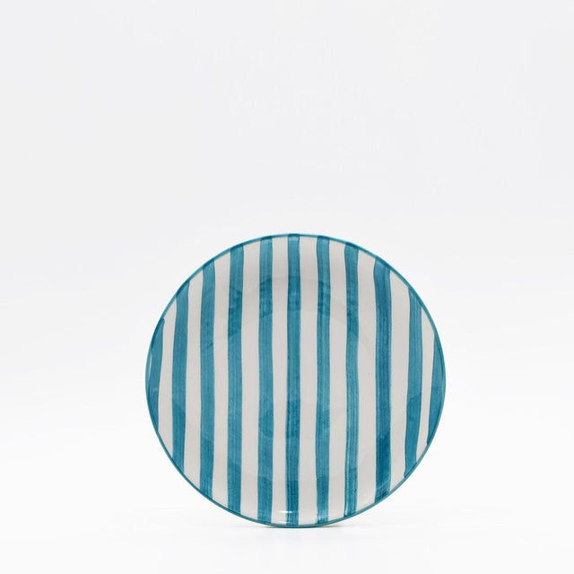 Costa Nova Mar I Striped Ceramic Plate 7.9'' - Turquoise