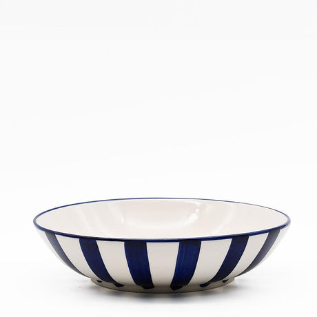 Costa Nova Mar I Striped Ceramic Salad Bowl 9.8'' - Blue