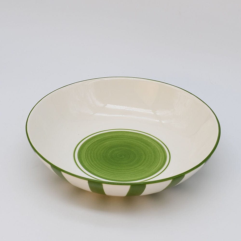 Costa Nova Mar I Striped Ceramic Salad Bowl 9.8'' - Green