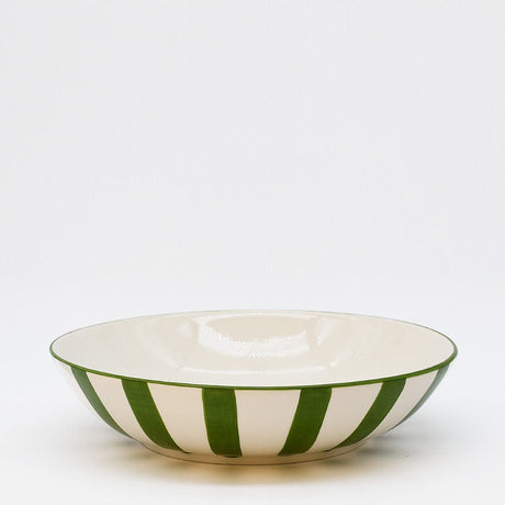 Costa Nova Mar I Striped Ceramic Salad Bowl 9.8'' - Green