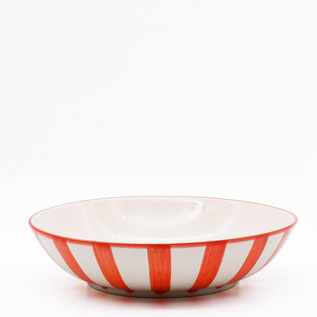 Costa Nova Mar I Striped Ceramic Salad Bowl 9.8'' - Red