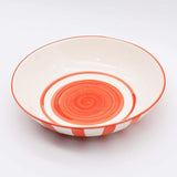 Costa Nova Mar I Striped Ceramic Salad Bowl 9.8'' - Red