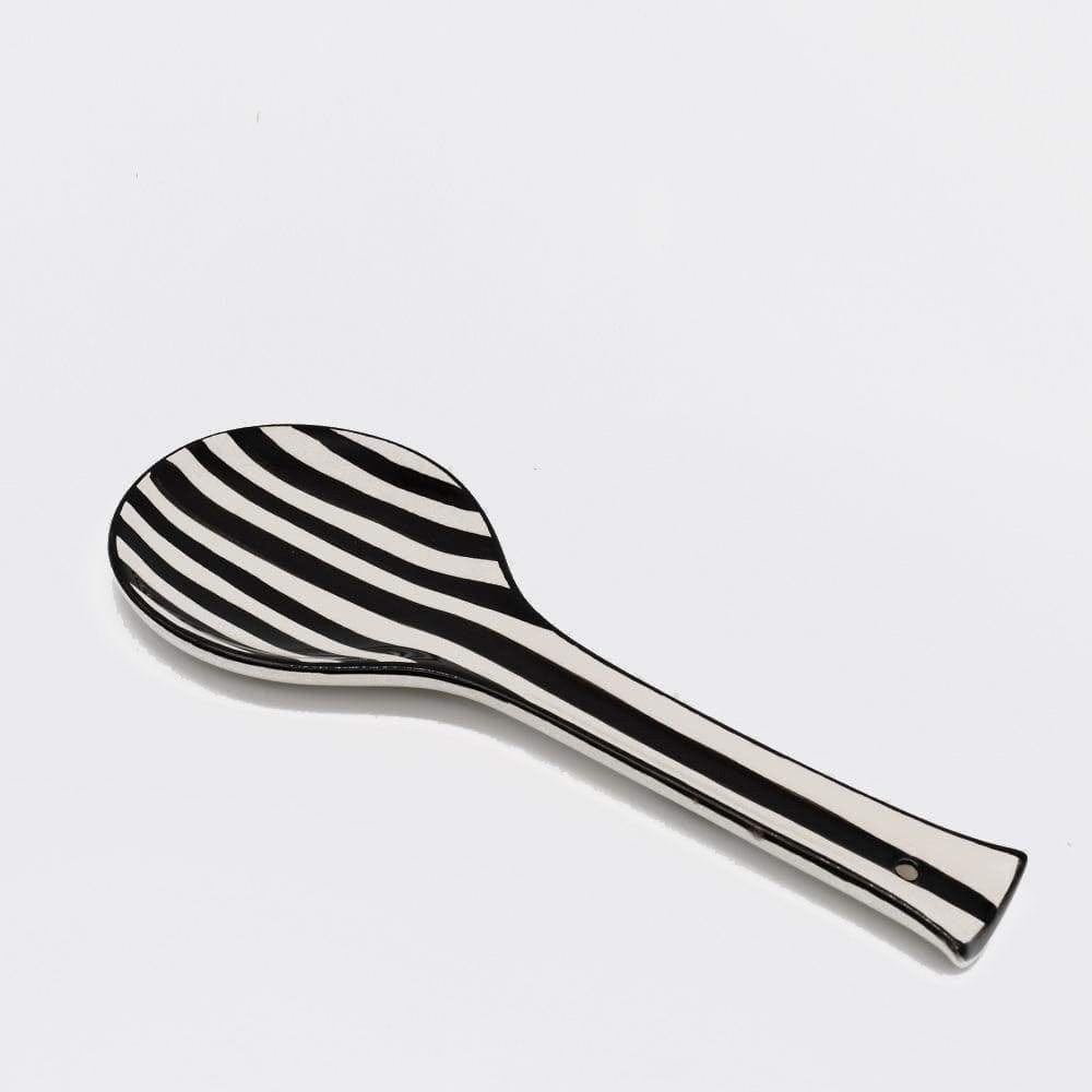 Costa Nova Mar I Striped Ceramic Serving Spoon - Black