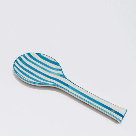 Costa Nova Mar I Striped Ceramic Serving Spoon - Turquoise