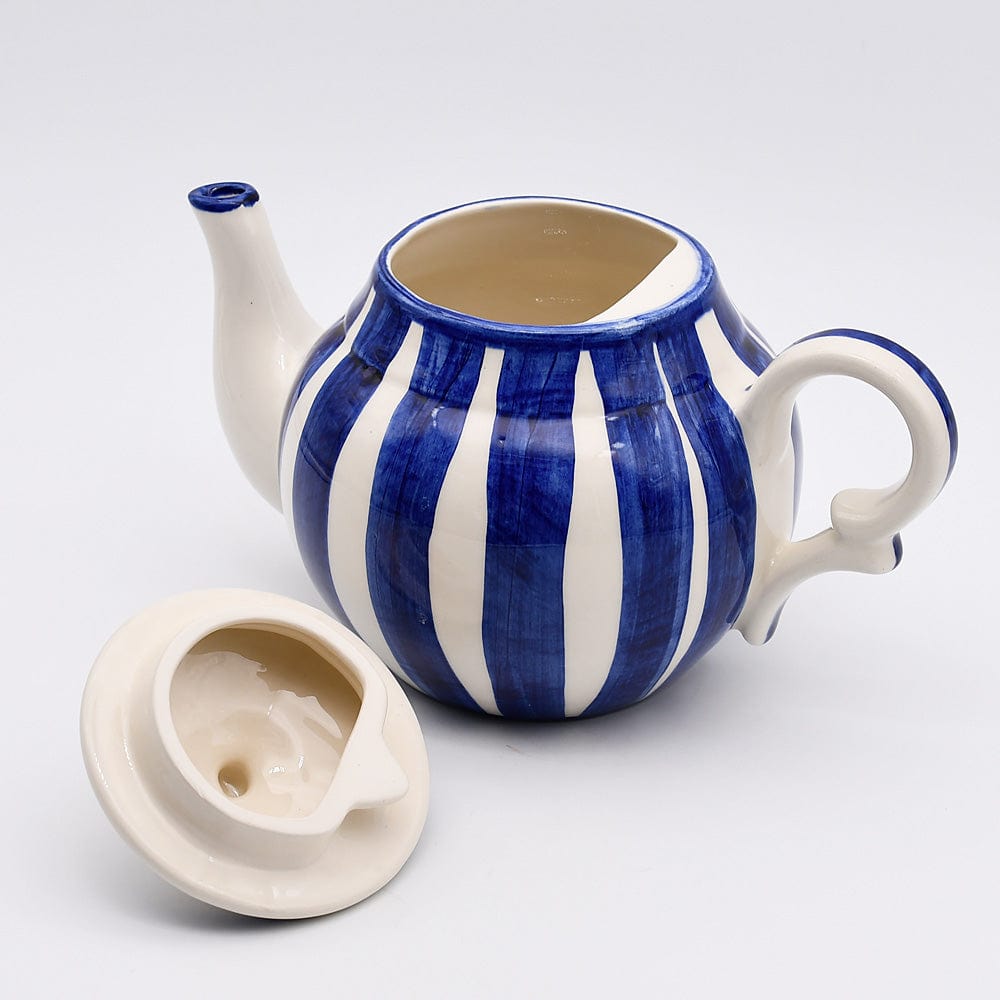 Costa Nova Mar I Striped Ceramic Tea Pot - Blue