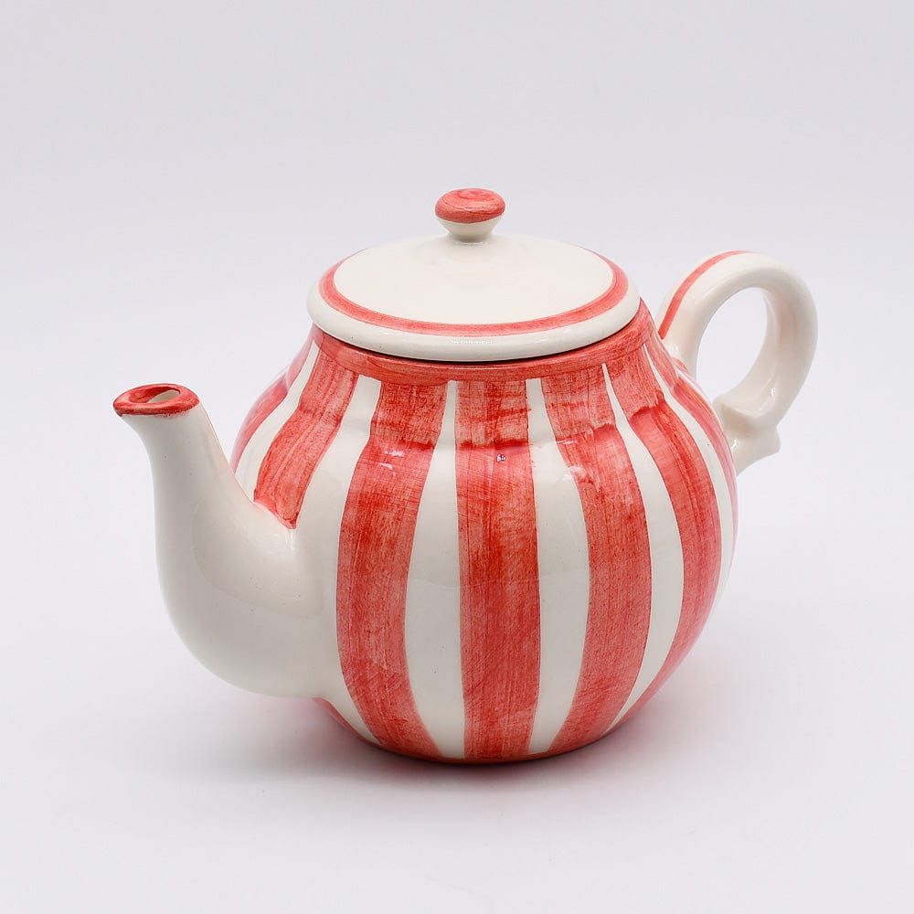 Costa Nova Mar I Striped Ceramic Tea Pot - Red