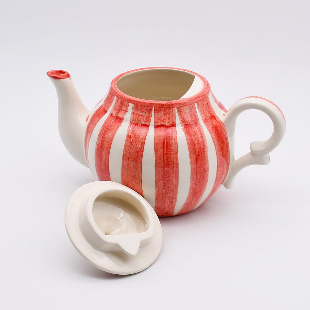 Costa Nova Mar I Striped Ceramic Tea Pot - Red