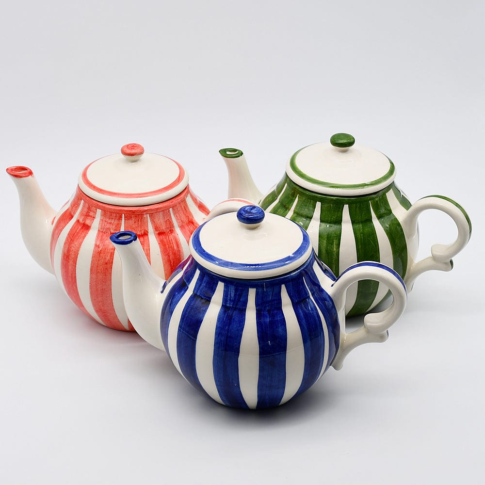 Costa Nova Mar I Striped Ceramic Tea Pot - Red