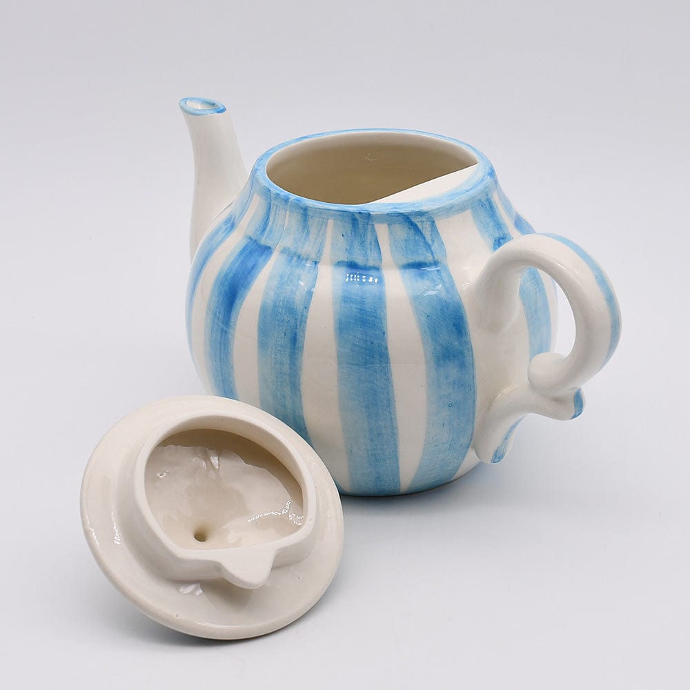 Costa Nova Mar I Striped Ceramic Tea Pot - Turquoise