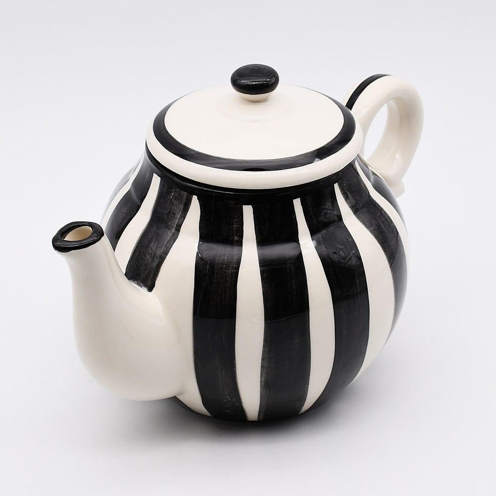 Costa Nova Mar I Striped Ceramic Teapot - Black