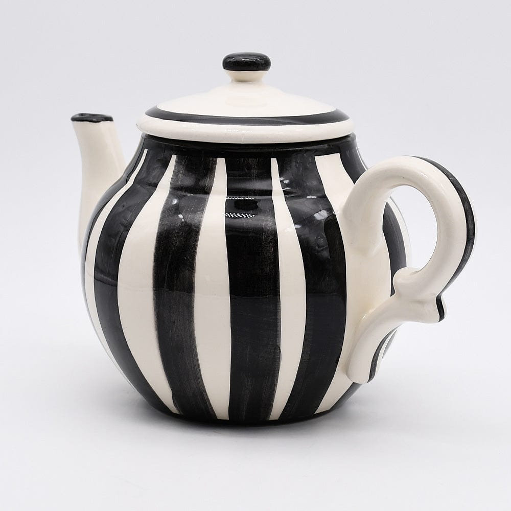 Costa Nova Mar I Striped Ceramic Teapot - Black