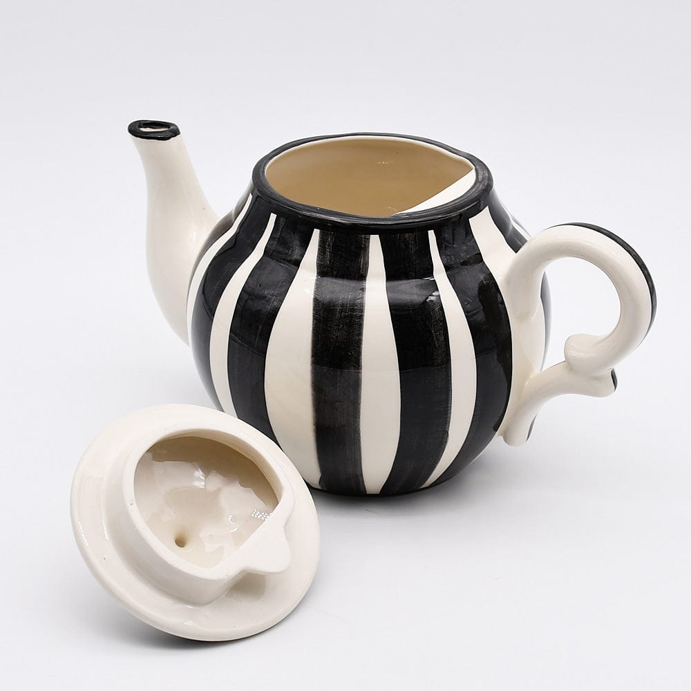 Costa Nova Mar I Striped Ceramic Teapot - Black