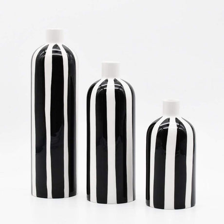 Costa Nova Mar I Striped Ceramic Vase - Black