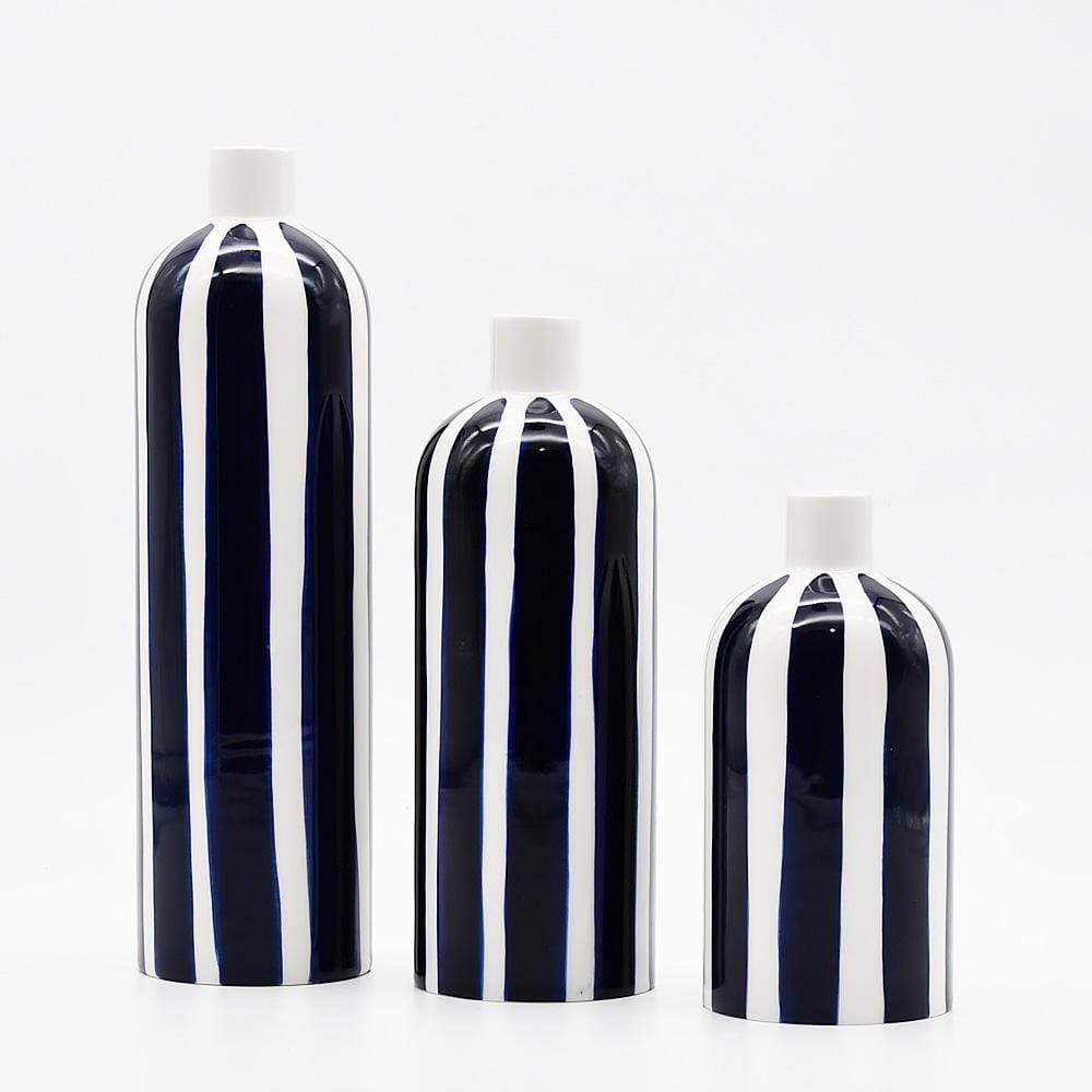 Costa Nova Mar I Striped Ceramic Vase - Blue