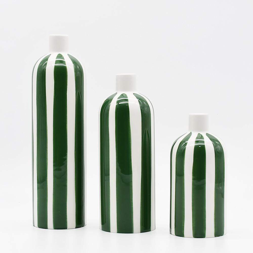 Costa Nova Mar I Striped Ceramic Vase - Green