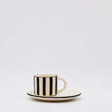 Costa Nova Mar I Striped Cup & Saucer - Black