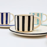 Costa Nova Mar I Striped Cup & Saucer - Black