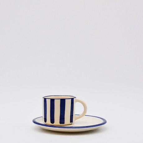 Costa Nova Mar I Striped Cup & Saucer - Blue