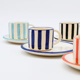 Costa Nova Mar I Striped Cup & Saucer - Blue