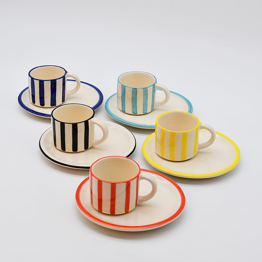 Costa Nova Mar I Striped Cup & Saucer - Blue