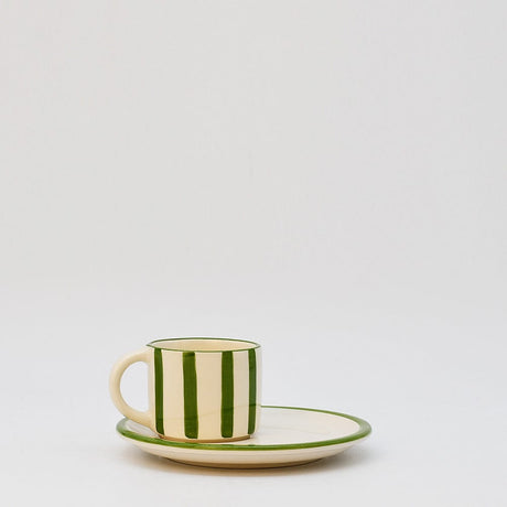 Costa Nova Mar I Striped Cup & Saucer - Green