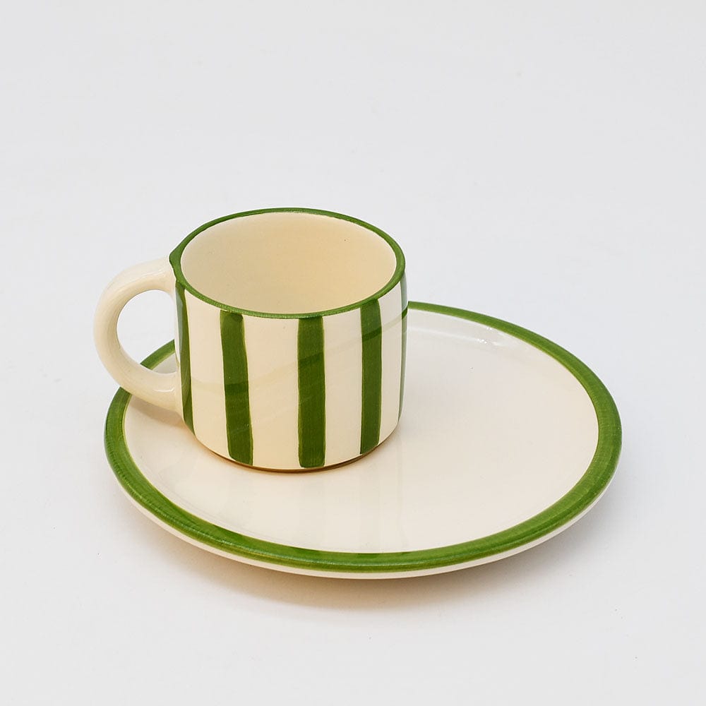 Costa Nova Mar I Striped Cup & Saucer - Green