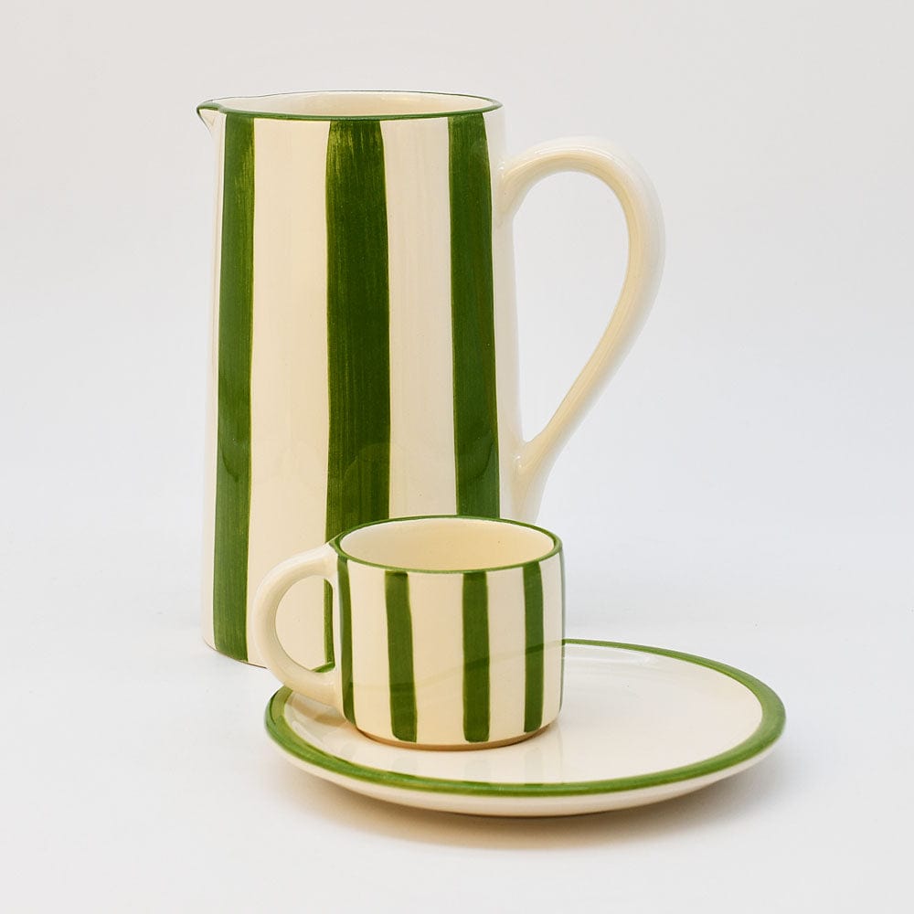 Costa Nova Mar I Striped Cup & Saucer - Green