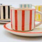 Costa Nova Mar I Striped Cup & Saucer - Red