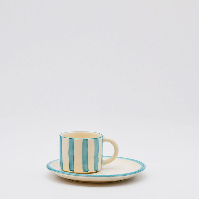 Costa Nova Mar I Striped Cup & Saucer - Turquoise