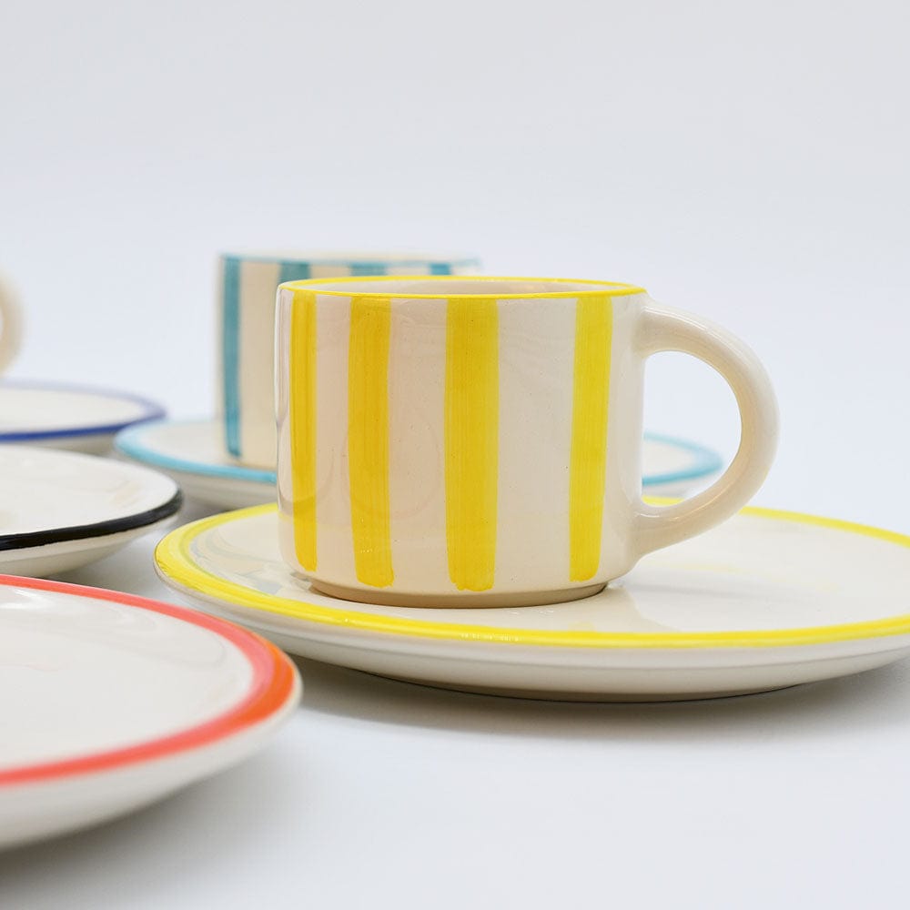 Costa Nova Mar I Striped Cup & Saucer - Yellow