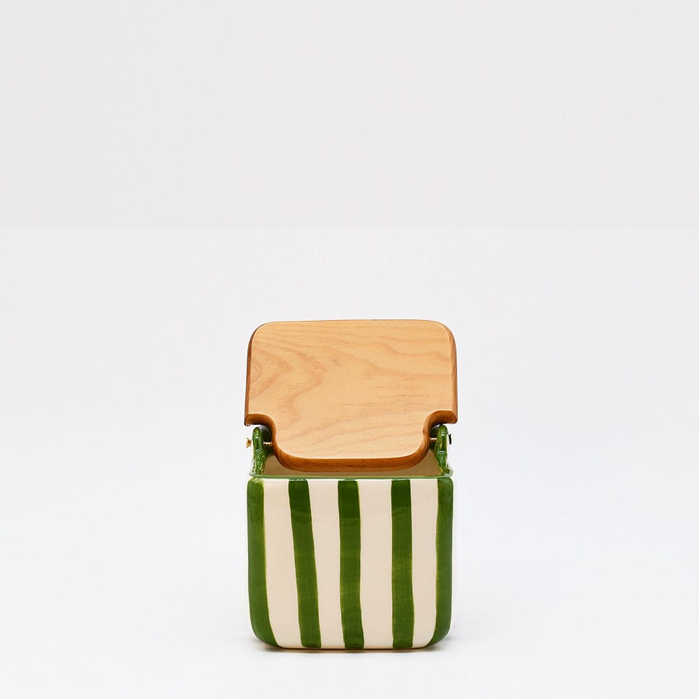 Costa Nova Mar I Striped Kitchen Canister - Green