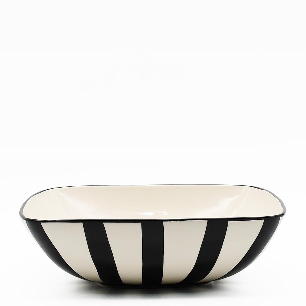 Costa Nova Mar I Striped Salad Bowl 11.0'' - Black