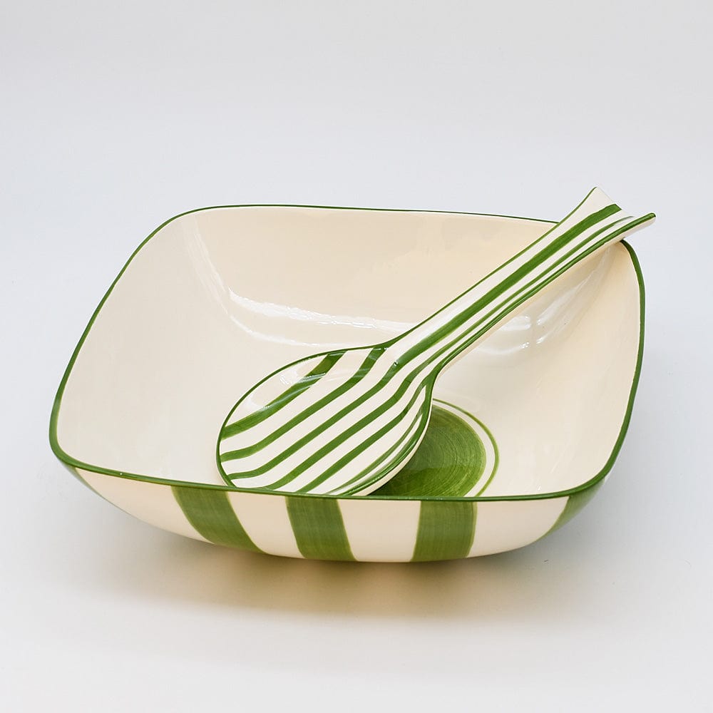 Costa Nova Mar I Striped Salad Bowl 11.0'' - Green