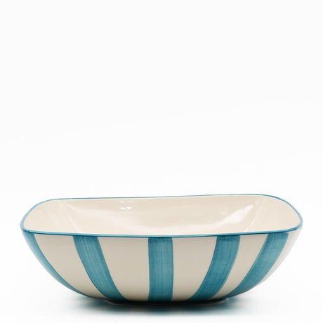 Costa Nova Mar I Striped Salad Bowl 11.0'' - Turquoise