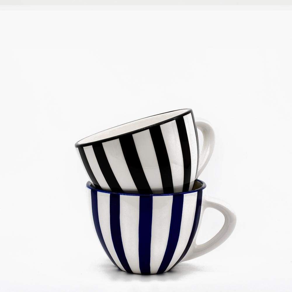 Costa Nova Mar | Striped Ceramic Large Cup - Black