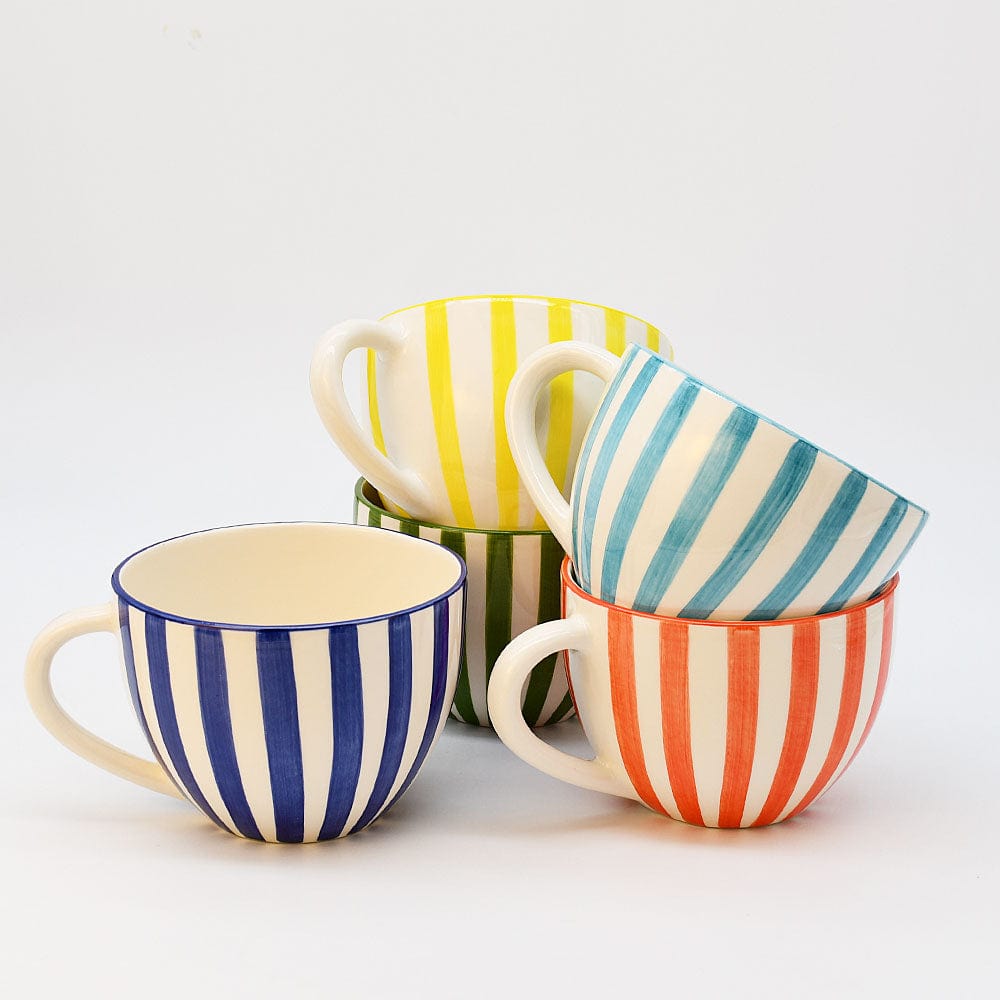 Costa Nova Mar | Striped Ceramic Large Cup - Green