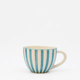 Costa Nova Mar | Striped Ceramic Large Cup - Turquoise