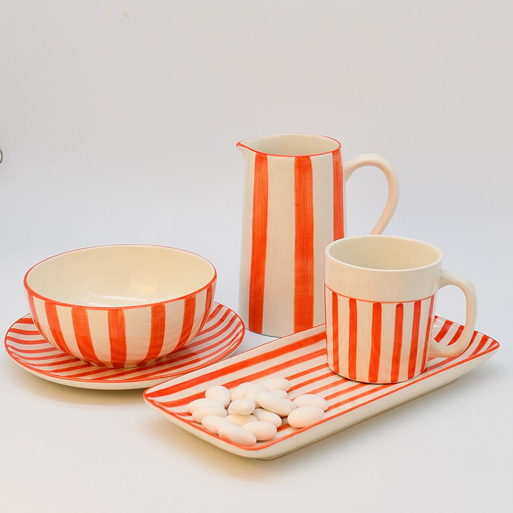 Costa Nova Mar | Striped Ceramic Mug - Red