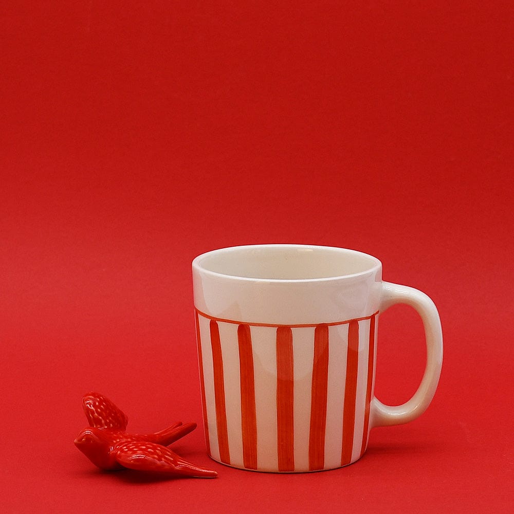 Costa Nova Mar | Striped Ceramic Mug - Red