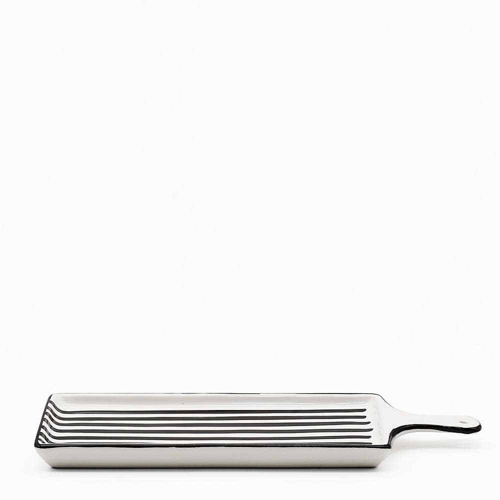 Costa Nova Mar | Striped Ceramic Serving Dish - Black