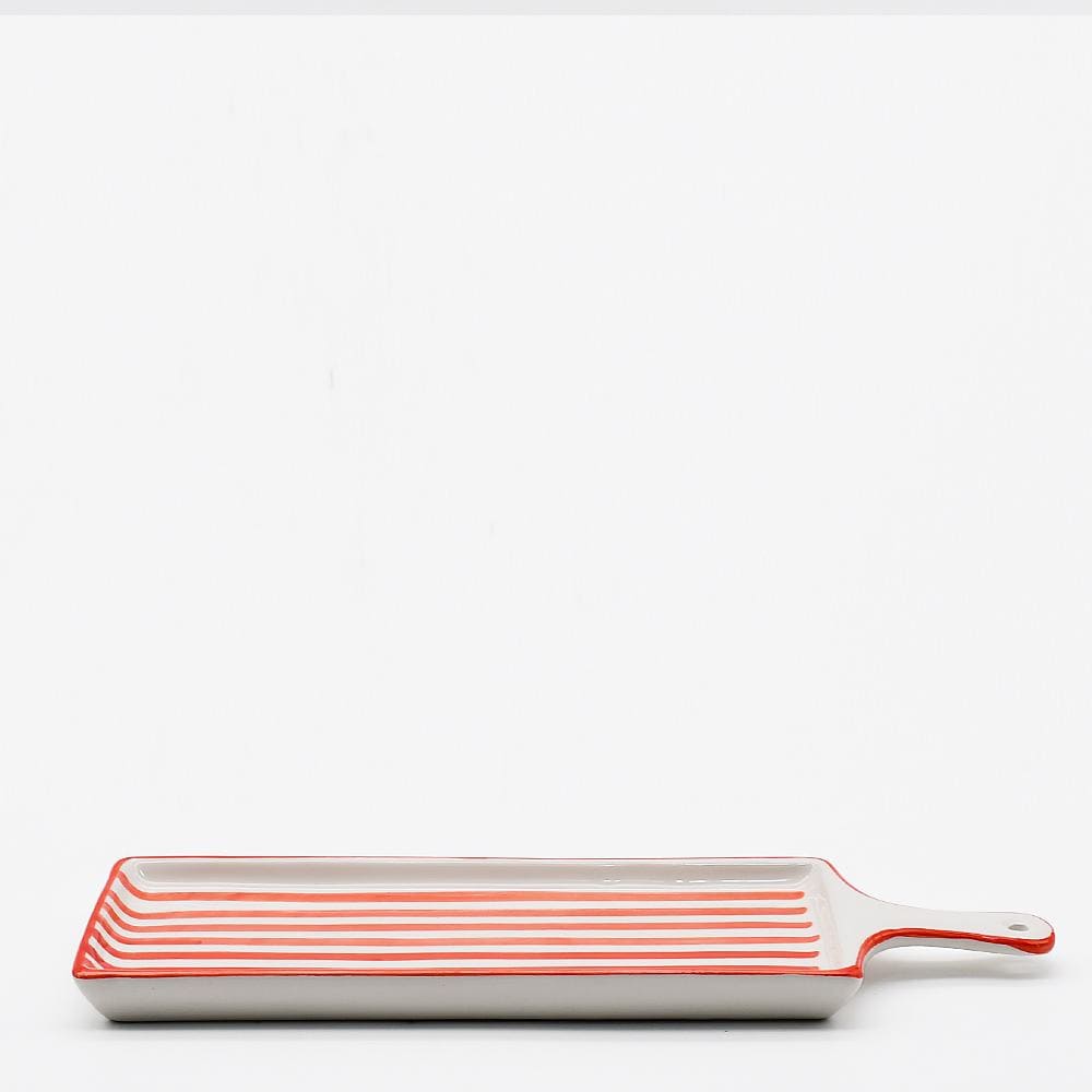 Costa Nova Mar | Striped Ceramic Serving Dish - Red