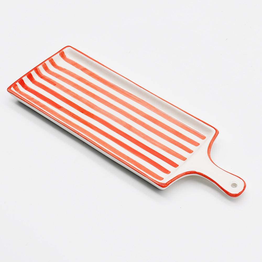 Costa Nova Mar | Striped Ceramic Serving Dish - Red