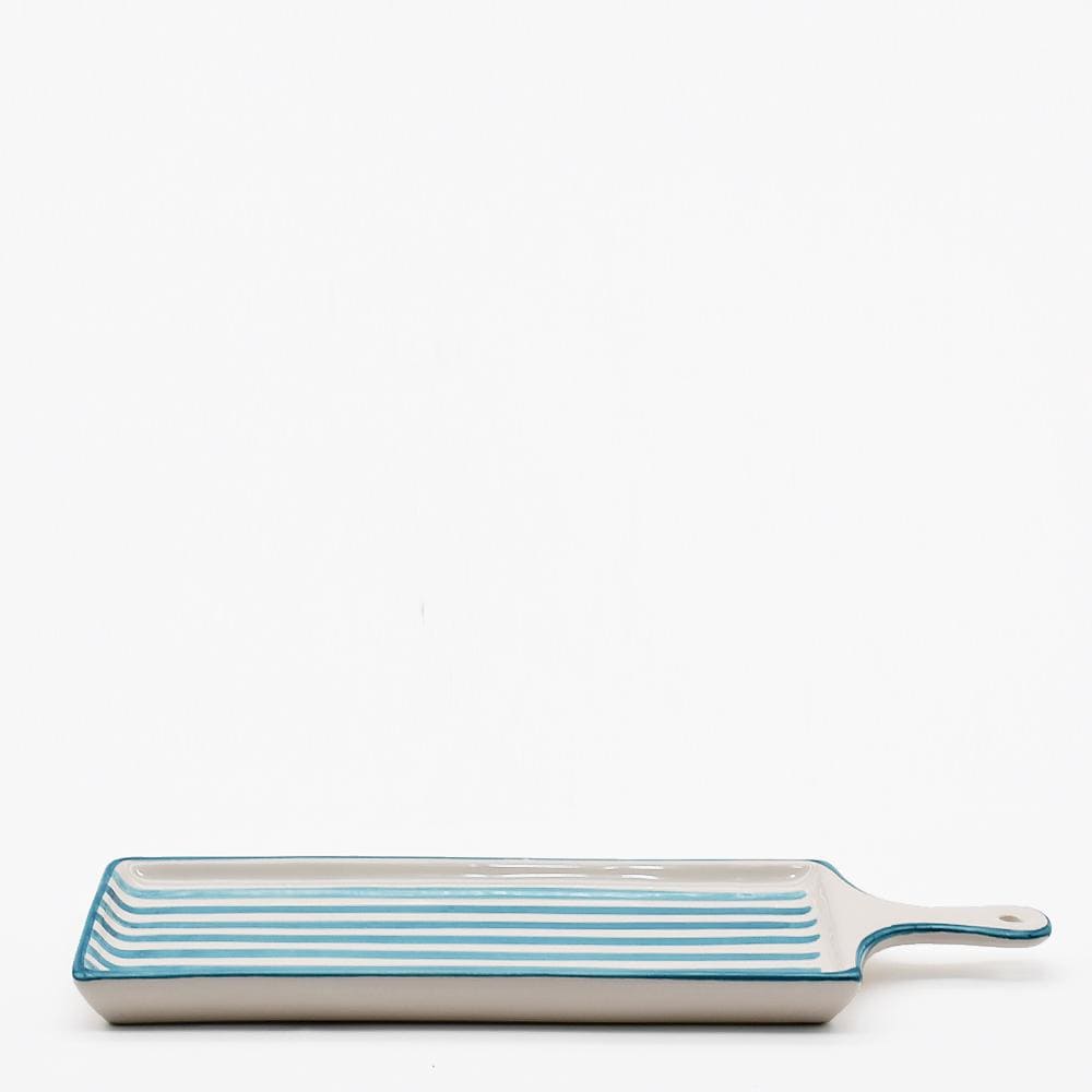 Costa Nova Mar | Striped Ceramic Serving Dish - Turquoise