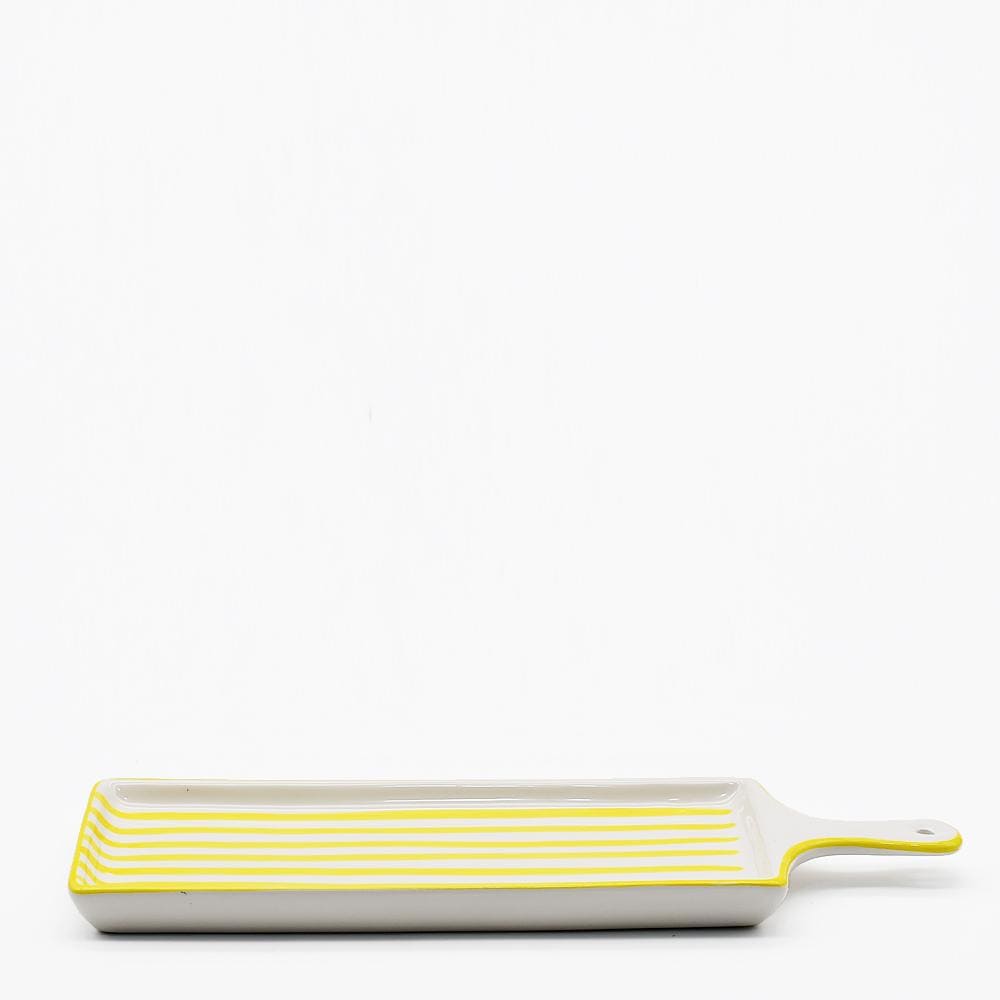 Costa Nova Mar | Striped Ceramic Serving Dish - Yellow