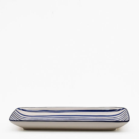 Costa Nova Mar | Striped Ceramic Serving Platter - Blue