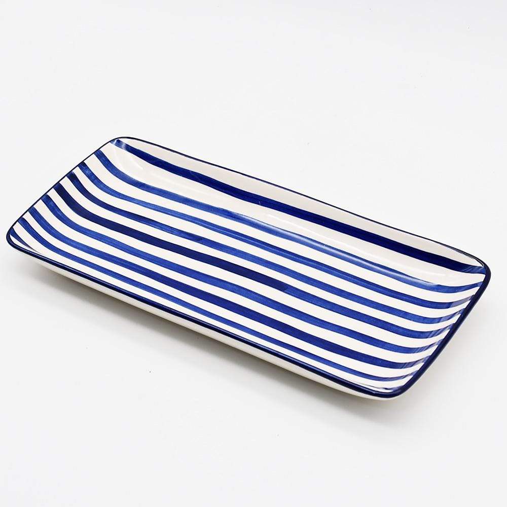 Costa Nova Mar | Striped Ceramic Serving Platter - Blue