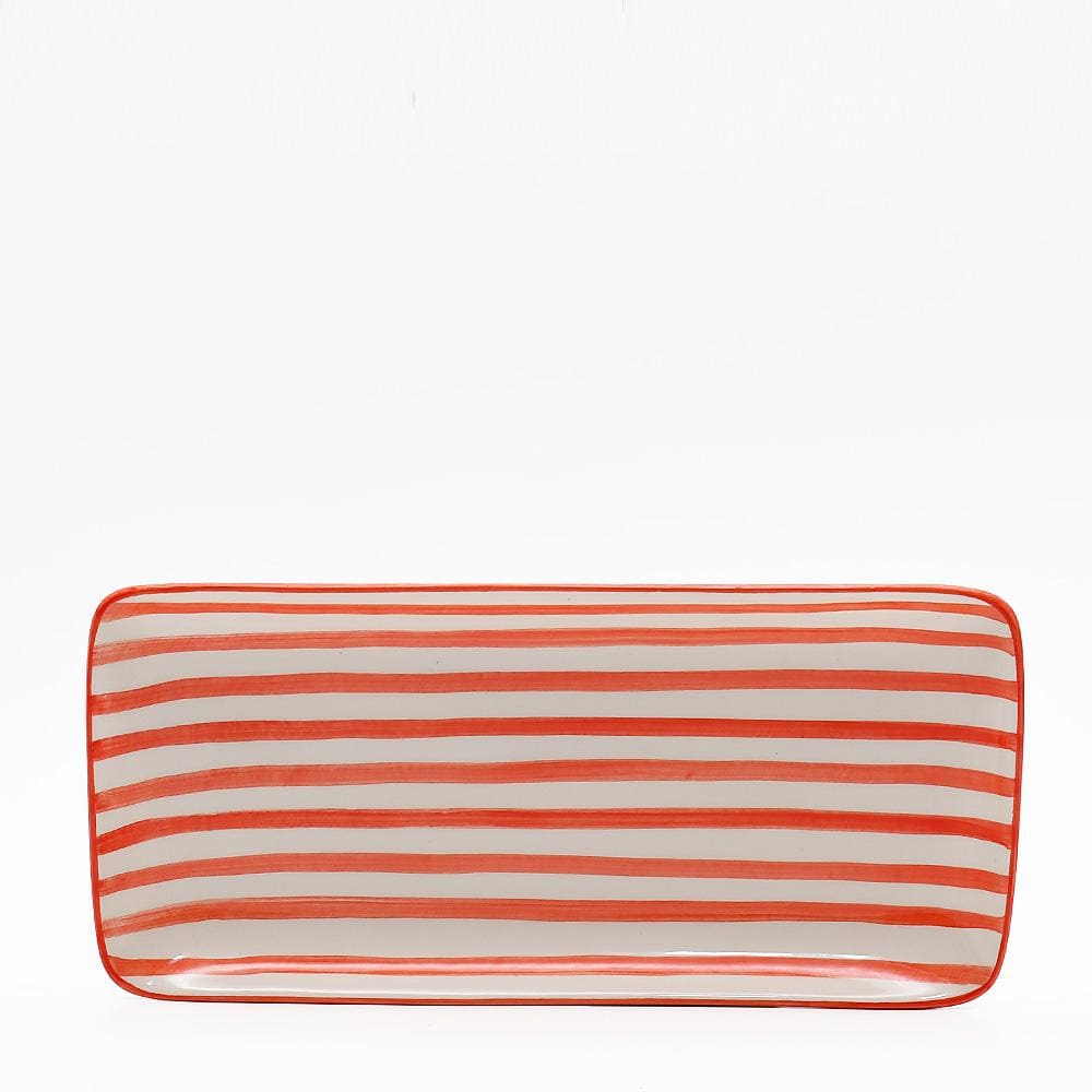 Costa Nova Mar | Striped Ceramic Serving Platter - Red